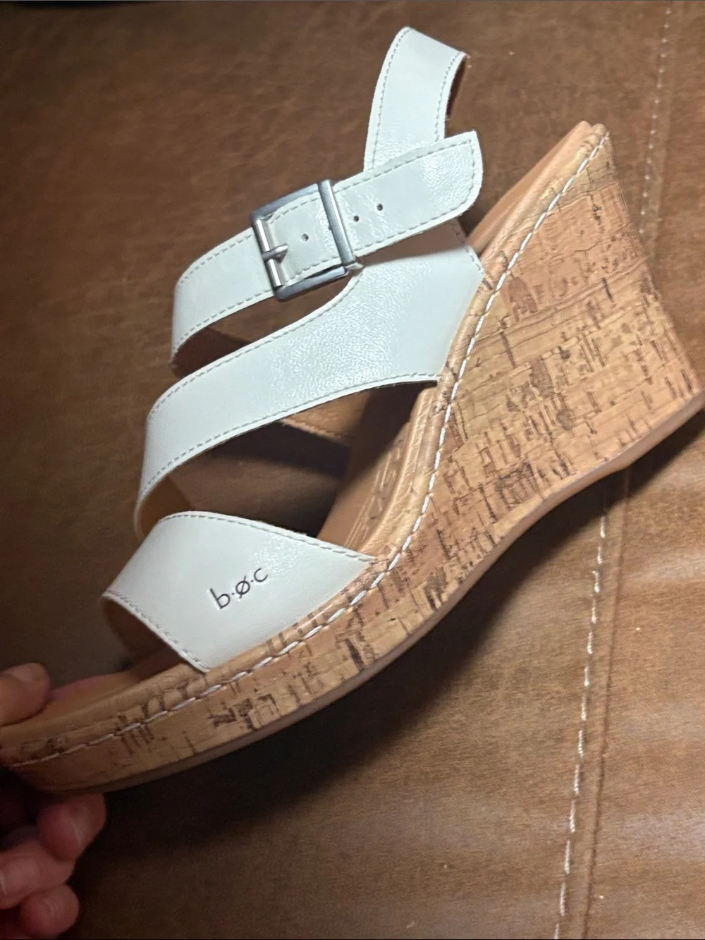 b.o.c. Born Concept Schirra White Wedge Slingback Sandals 10M